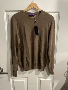 Ralph Lauren Purple Label Taupe Crewneck Sweater